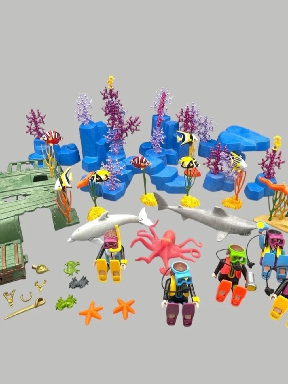 Vintage Playmobil Underwater Ocean Diver Figure Playset
